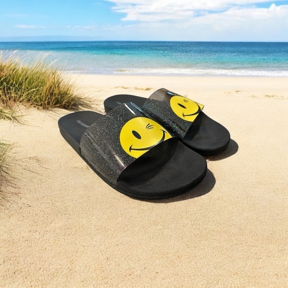 Joe Boxer Happy Face Slides / Sandals - Women's Size 11 - Picture 1 of 8